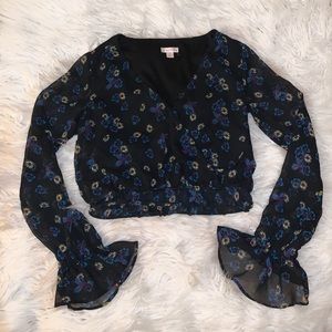 Long Sleeve Crop Top Blouse